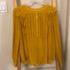 Loft Yellow Ruffle Blouse